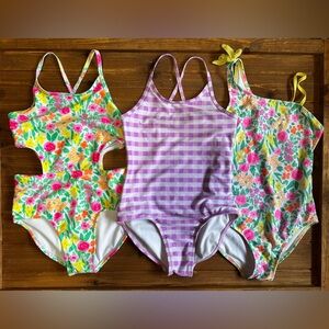 Floral and Gingham Swimsuit Set